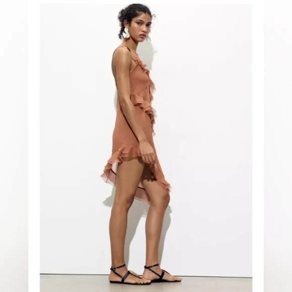 Zara Asymmetrical Dress With Ruffles - Picture 6 of 7